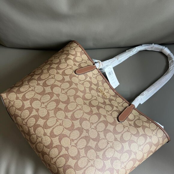 NWT coach city tote Coach Brown Signature Tote Bag - Picture 5 of 9